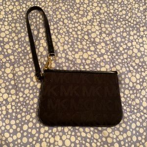 Michael Kors zip wristlet black canvas NEW